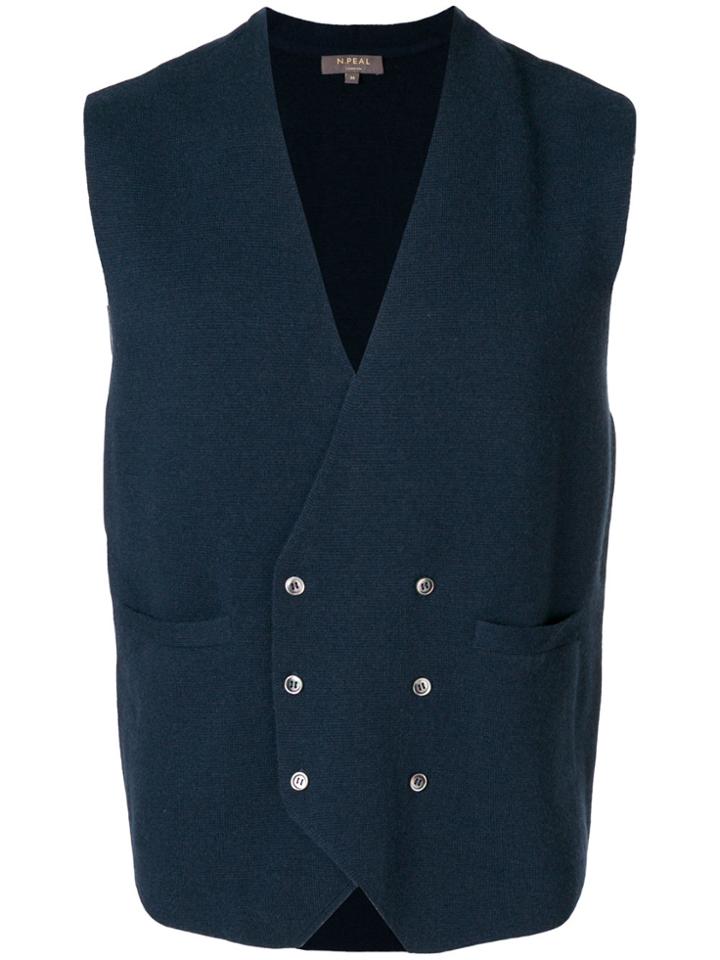 N.peal Double Breasted Waistcoat - Blue