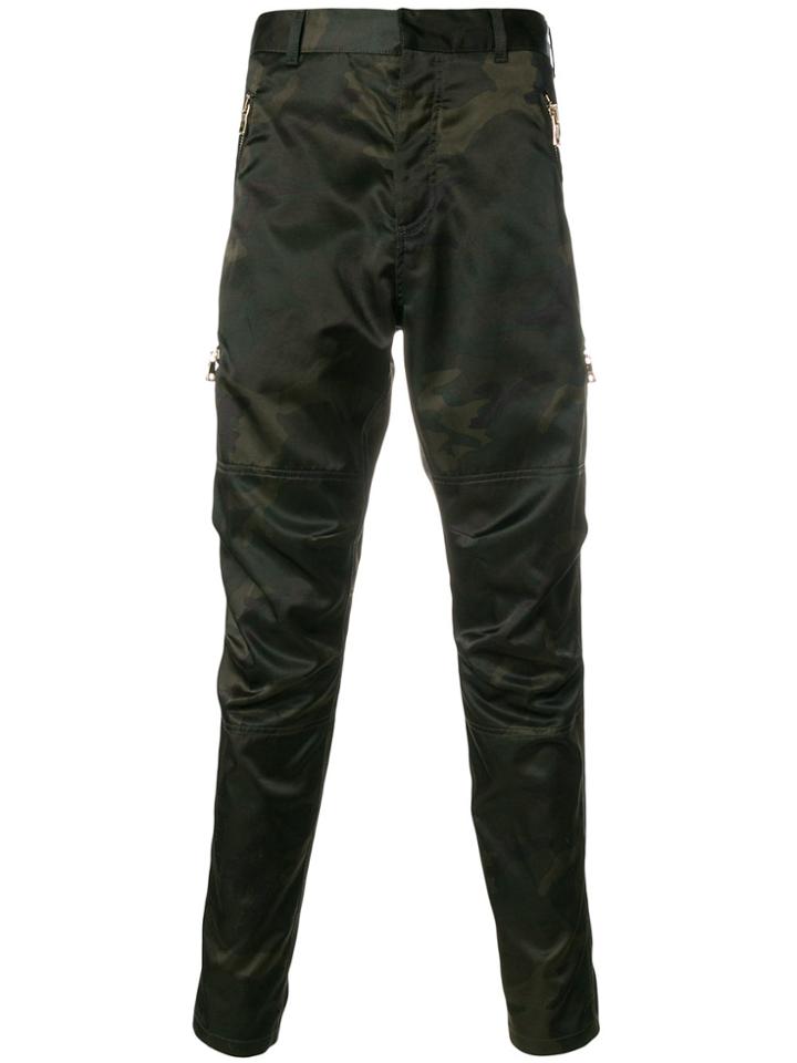 Balmain Camouflage Biker Trousers - Green