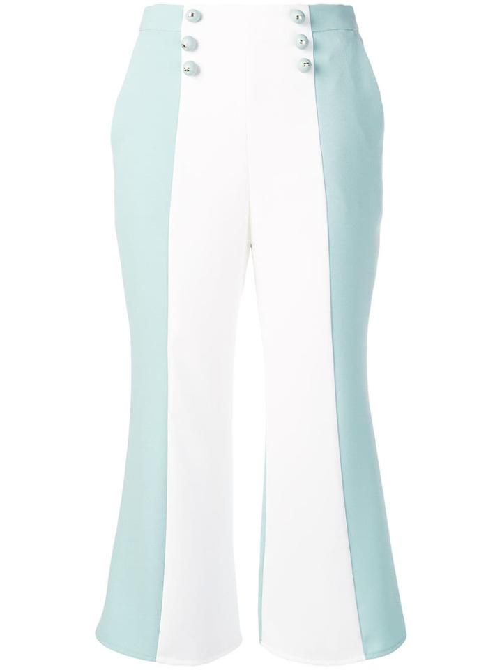 Elisabetta Franchi Two-tone Copped Trousers - Green