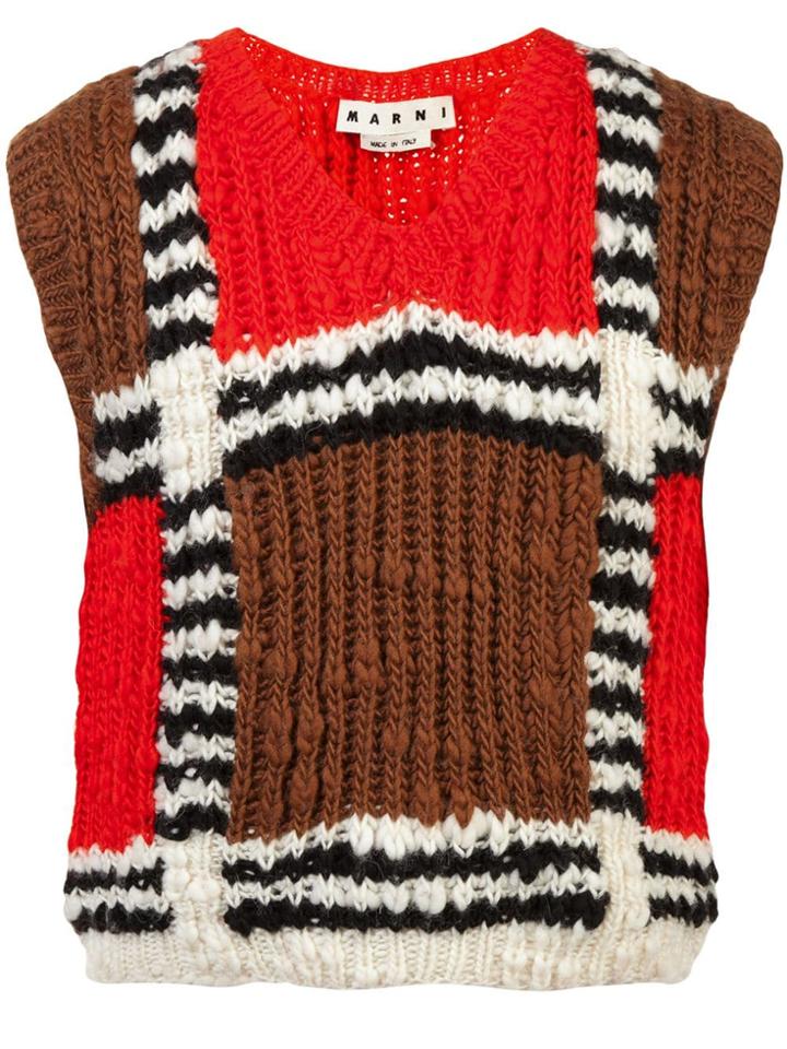 Marni Mesh Pattern Knit Vest - Red