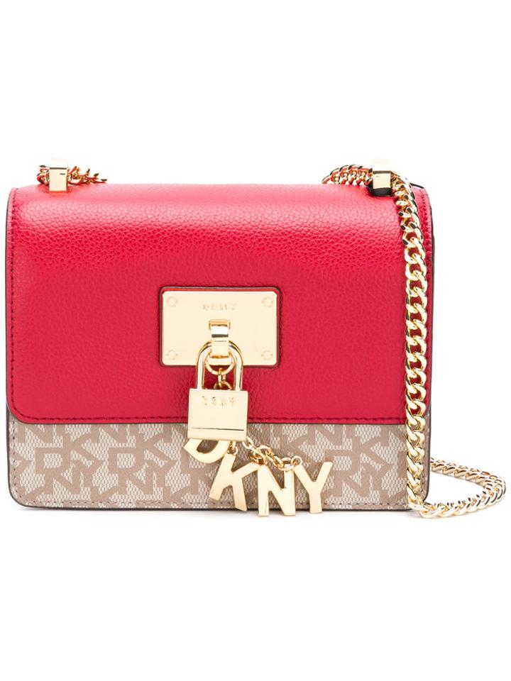Dkny Monogram Contrast Shoulder Bag - Red