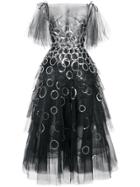 Oscar De La Renta Tiered Sequined Tulle Dress - Black