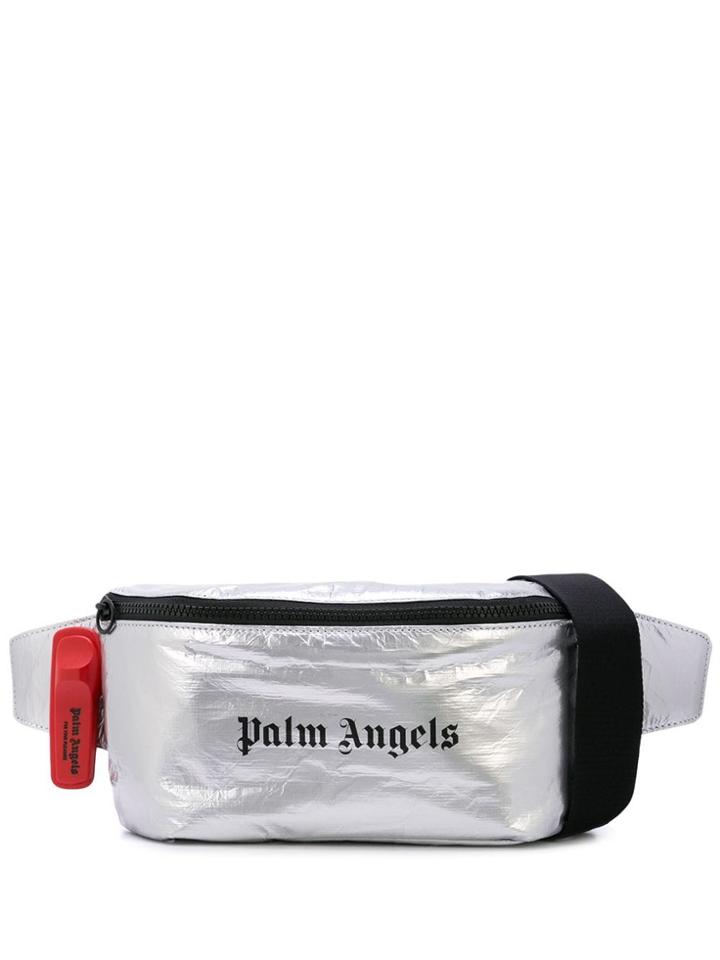 Palm Angels Logo Print Belt Bag - Silver