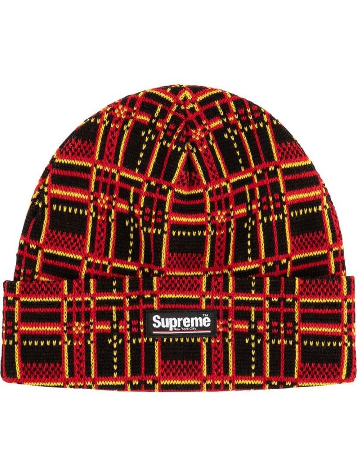 Supreme Plaid Beanie - Black