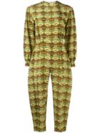Tata Naka Printed Open Back Jumpsuit, Women's, Size: 8, Green, Silk