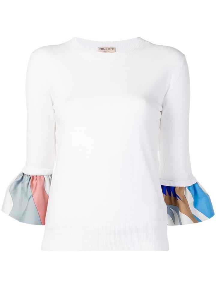 Emilio Pucci Contrast Cuff Wool-silk Jumper - White