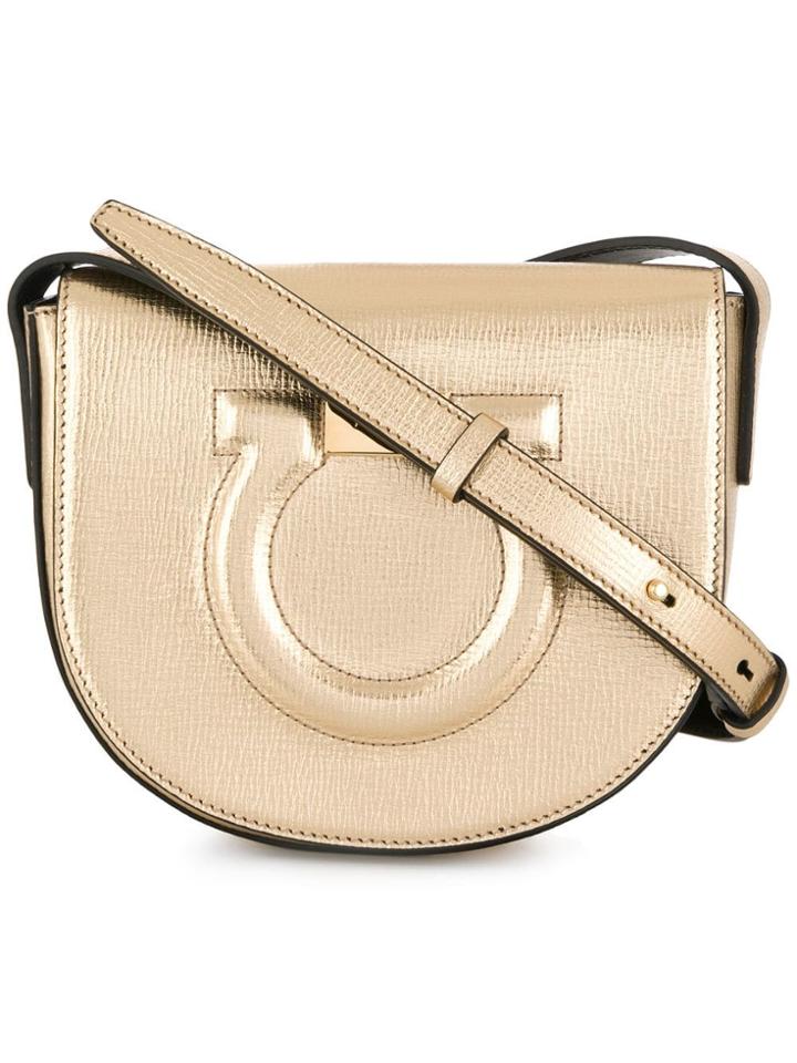 Salvatore Ferragamo Gancio City Shoulder Bag - Gold