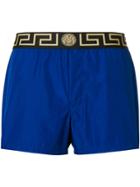 Versace Greek Key Waistband Swim Shorts - Blue