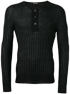 Tom Ford Superfine Long Sleeved Henley, Men's, Size: 48, Black, Silk/cashmere