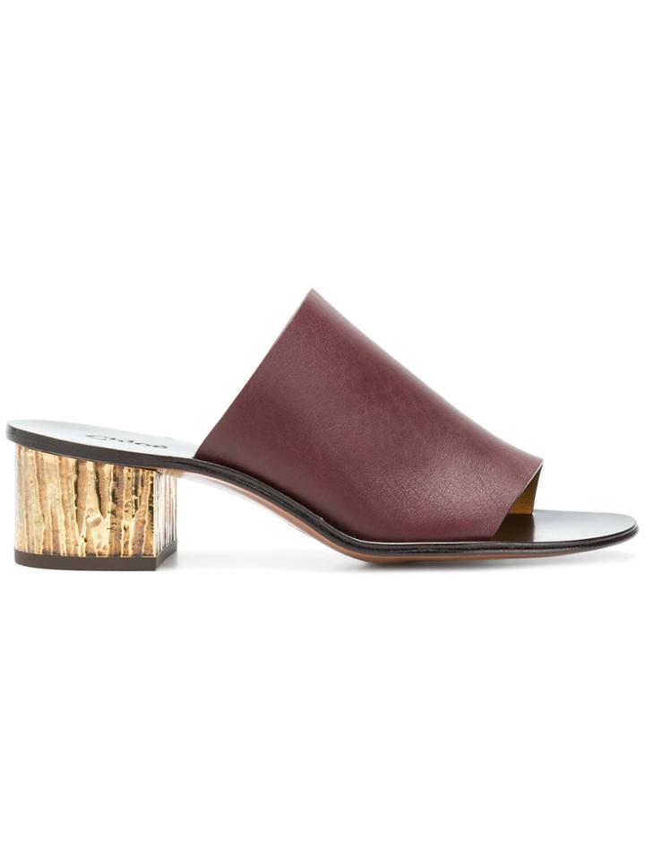 Chloé Block Heel Mules - Pink & Purple