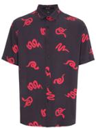 Ksubi Neon Snake Print Short Sleeve Shirt - Blue