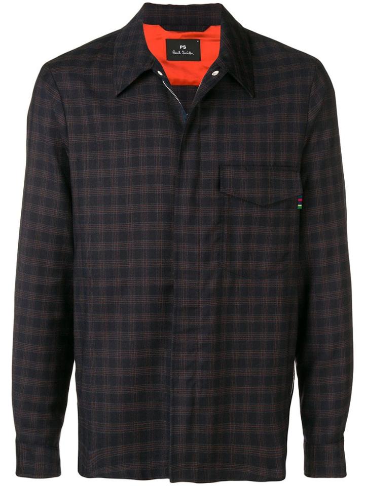 Ps By Paul Smith Check Pattern Shirt Jacket - Blue