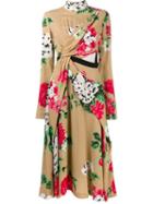 Msgm Floral Wrap Dress, Women's, Size: 40, Beige, Polyester/viscose