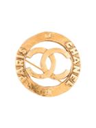 Chanel Vintage Circle Logo Cc Brooch - Gold