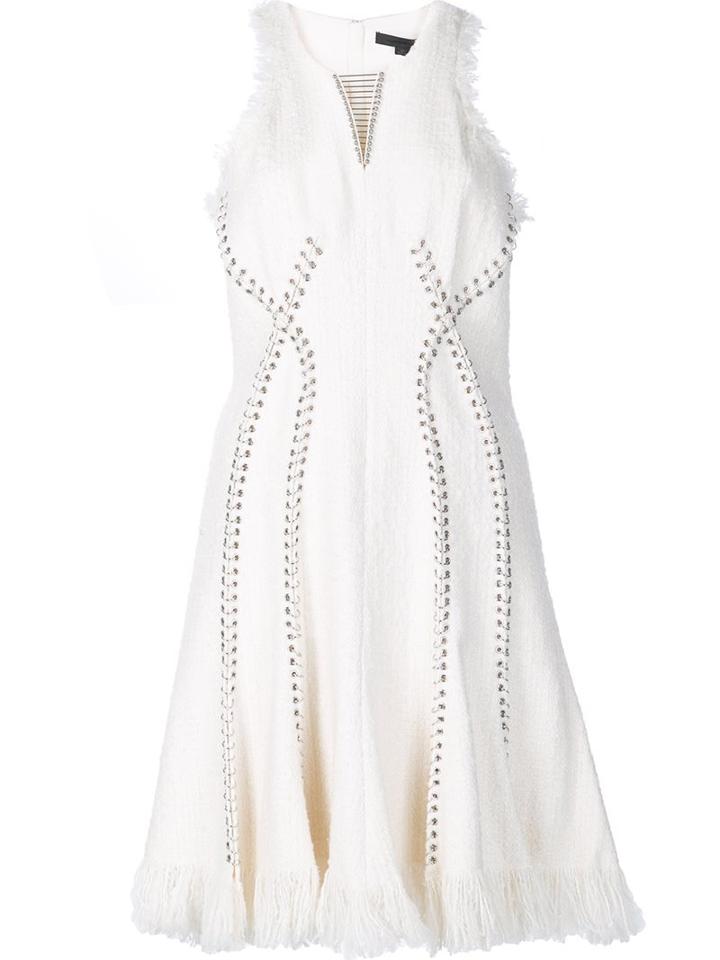 Alexander Wang Ring Piercing Tweed Dress, Women's, Size: 0, White, Cotton/nylon/polyester/virgin Wool