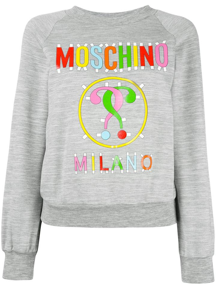 Moschino Logo Paper Cut Out Sweatshirt, Women's, Size: 38, Grey, Polyester/viscose