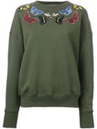 Alexander Mcqueen Moth Embroidered Sweatshirt, Women's, Size: 38, Grey, Cotton