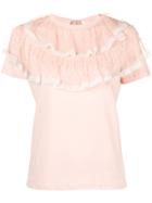 Red Valentino Ruffle Trim T-shirt - Nude & Neutrals