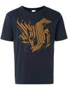 Dries Van Noten Short Sleeve T-shirt With Tattoo Calligraphy Detail, Men's, Size: Xl, Blue, Cotton