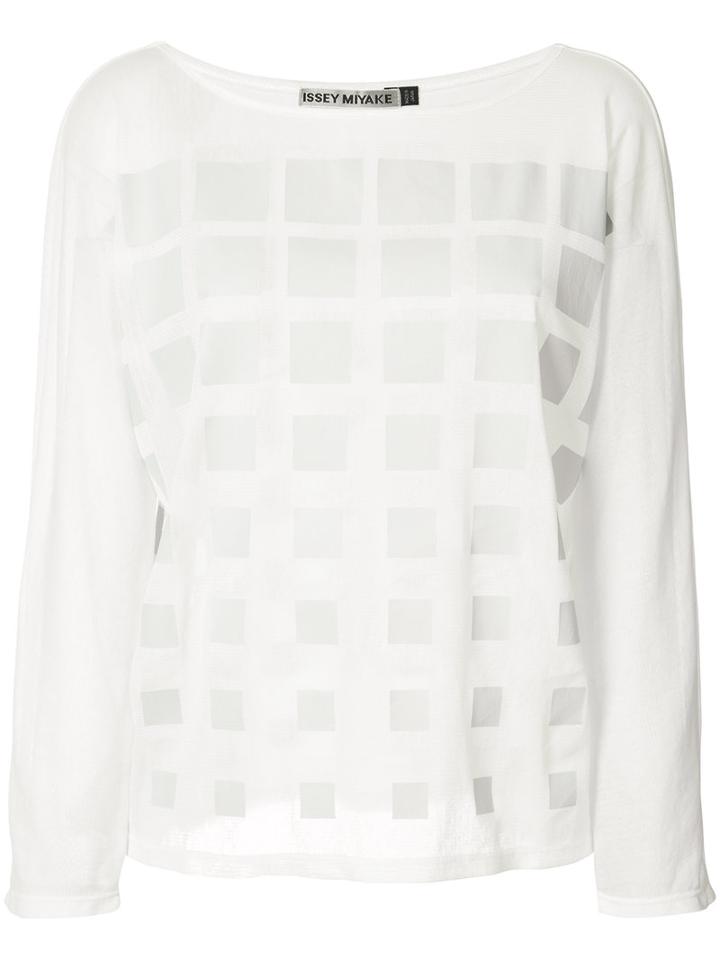 Issey Miyake - Grid Pattern Blouse - Women - Cotton - 2, White, Cotton