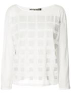 Issey Miyake - Grid Pattern Blouse - Women - Cotton - 2, White, Cotton