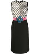 Gucci Two-tone Gg Macramé Dress - Black