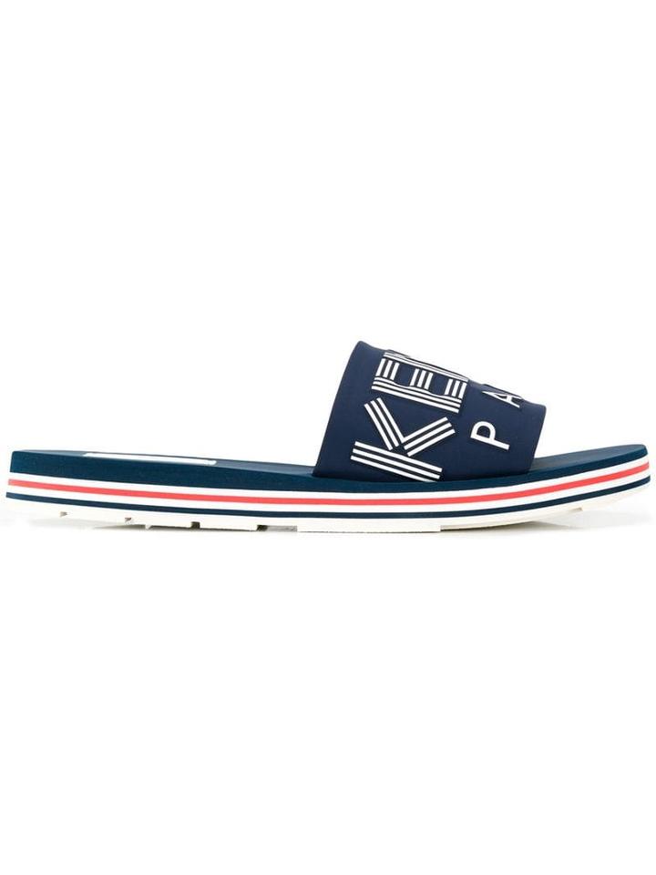 Kenzo Striped Logo Slides - Blue