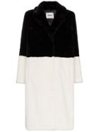 Stand Maribel Single Breasted Bi Colour Faux Fur Coat - Black