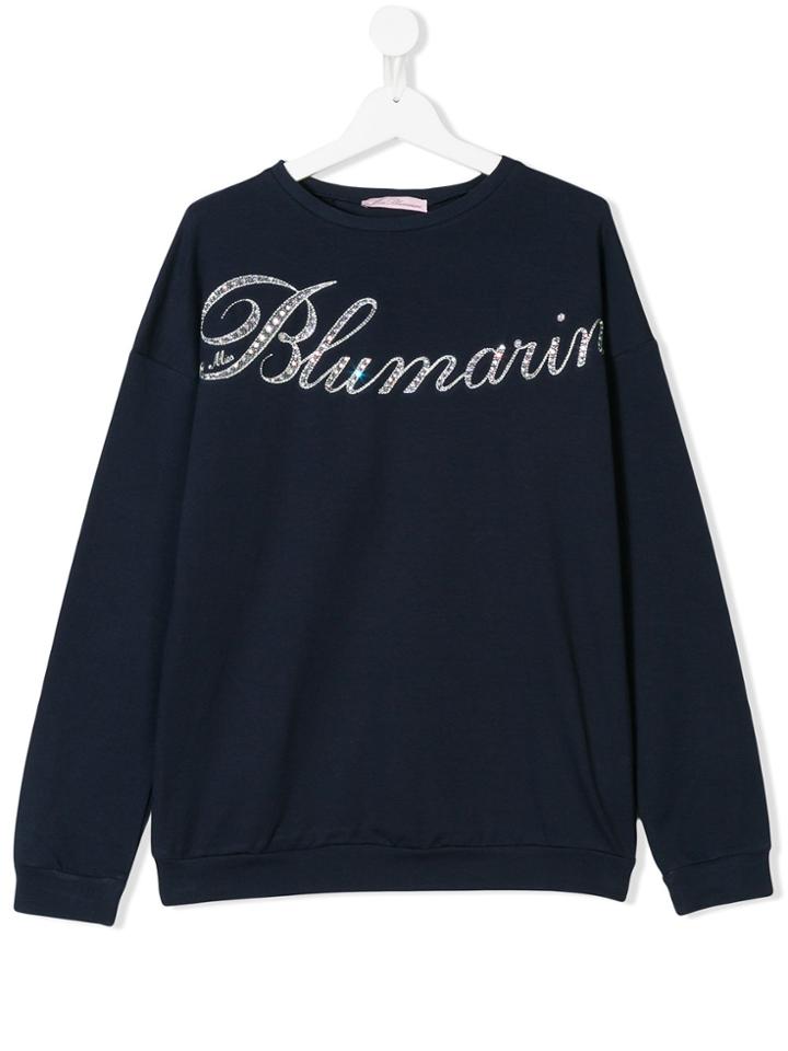 Miss Blumarine Embellished Logo Sweatshirt - Blue