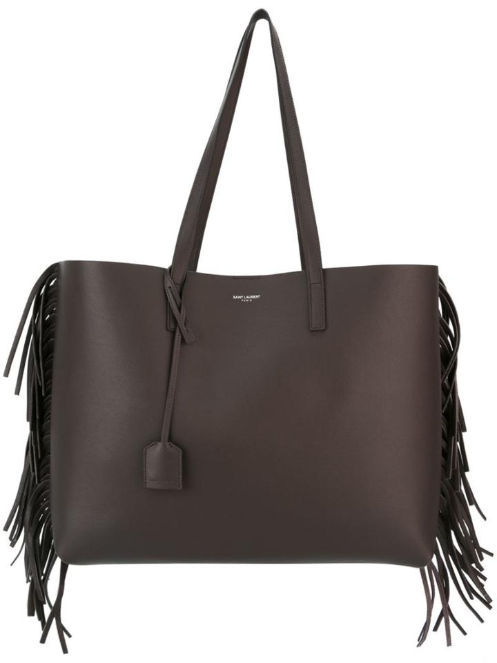 Saint Laurent Fringed Shopper Tote, Women's, Grey