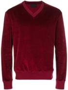 Prada V-neck Sweater - Red
