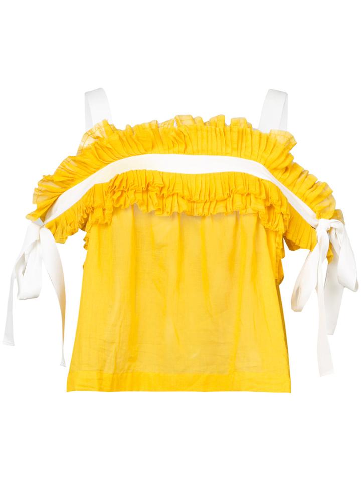 Philosophy Di Lorenzo Serafini Ruched Tie Detail Top - Yellow & Orange
