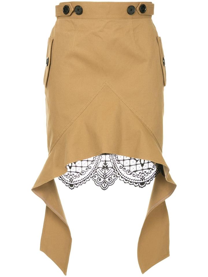 Self-portrait Asymmetric Midi Skirt - Brown