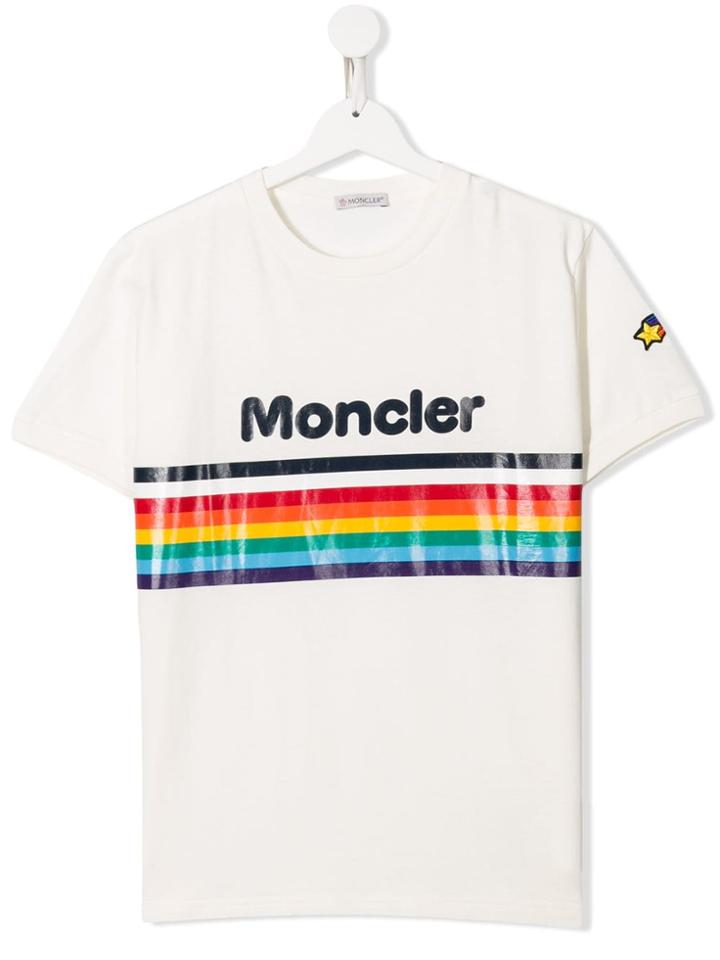 Moncler Kids Rainbow Print T-shirt - White