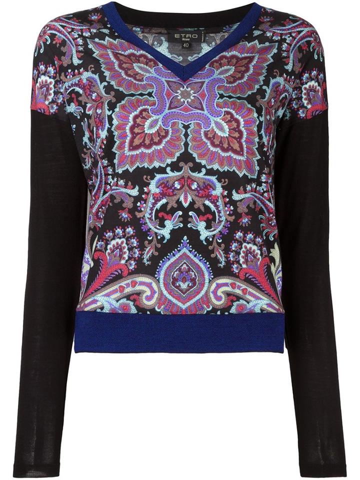 Etro Paisley Print Jumper, Women's, Size: 44, Black, Polyamide/spandex/elastane/wool