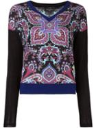 Etro Paisley Print Jumper, Women's, Size: 44, Black, Polyamide/spandex/elastane/wool
