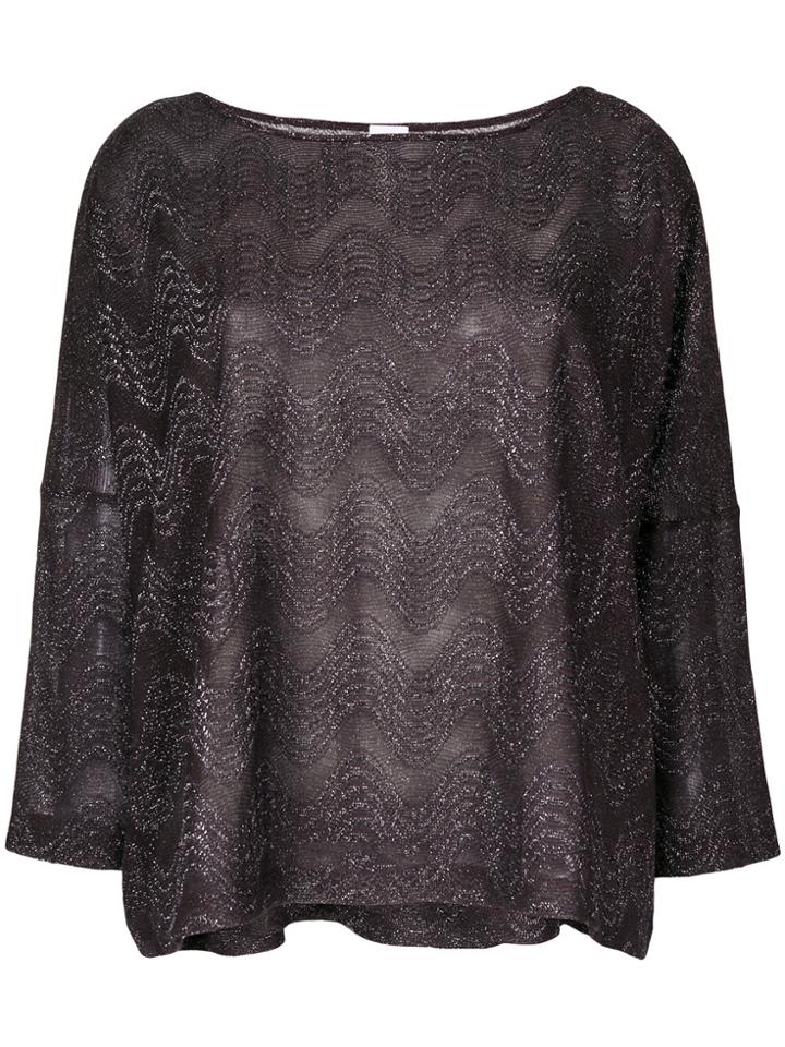 M Missoni Wide Neck Flared Top - Pink & Purple