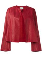 Forte Forte - Collarless Open Leather Jacket - Women - Leather - 0, Women's, Red, Leather