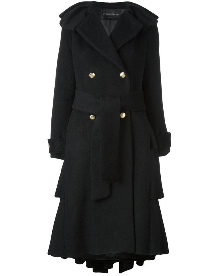 Christian Pellizzari Belted Raw Hem Coat, Women's, Size: 42, Black, Polyamide/viscose/mohair/wool
