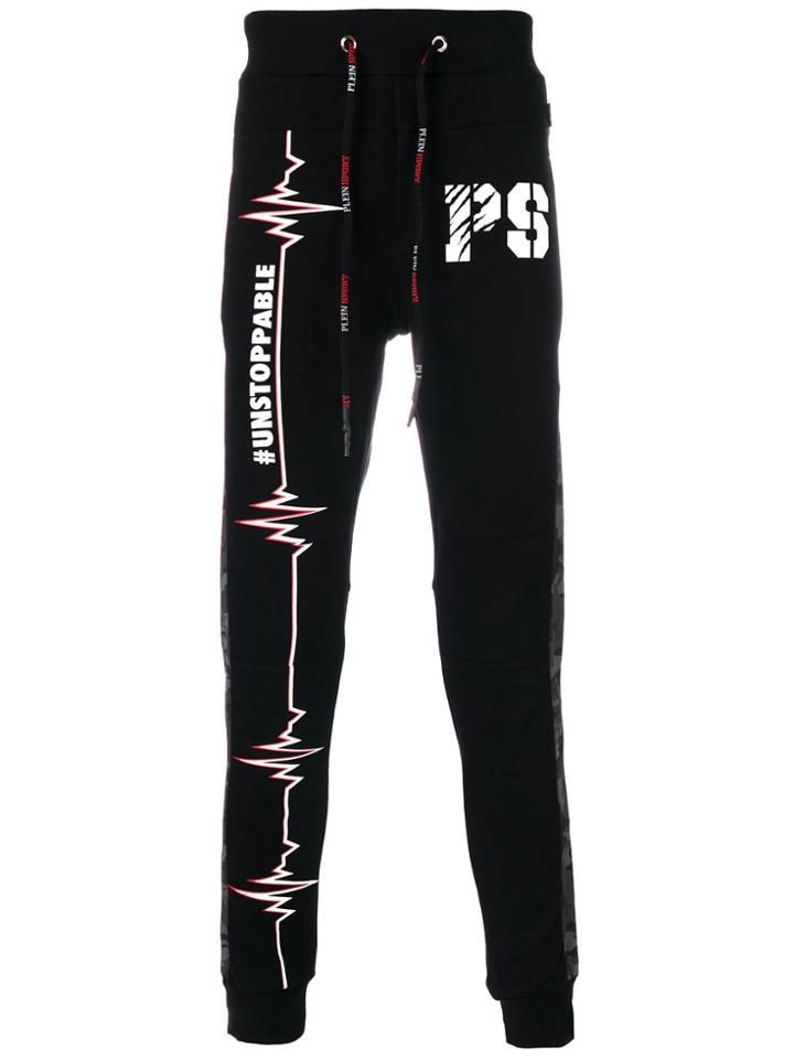 Plein Sport Graphic Print Track Pants - Black