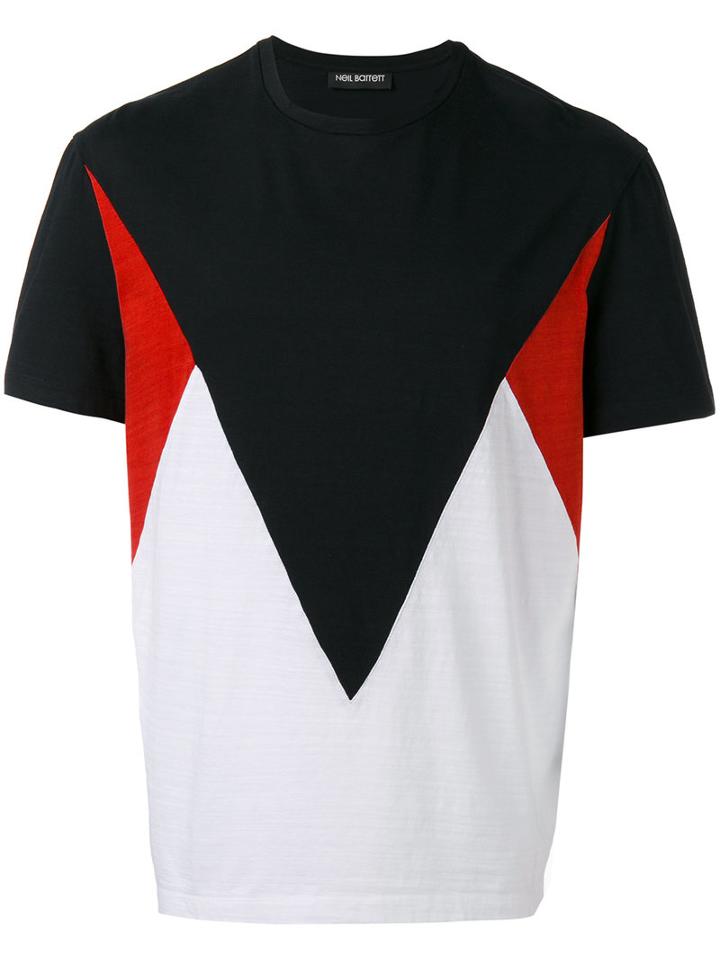 Neil Barrett Color Block T-shirt, Men's, Size: Large, Black, Cotton