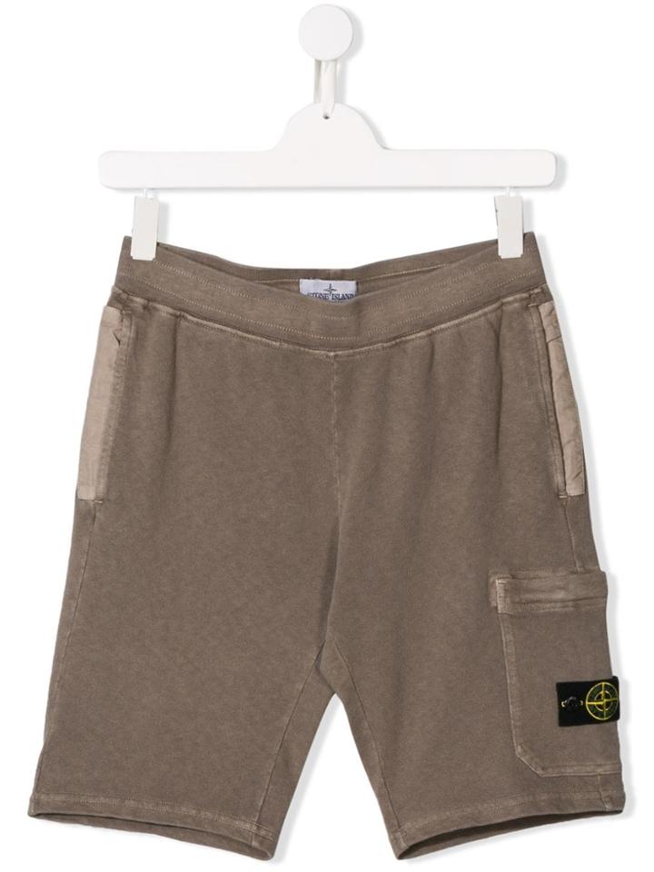 Stone Island Junior Teen Logo Cargo Shorts - Grey