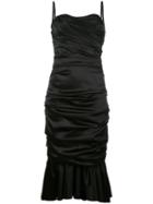 Dolce & Gabbana Ruched Bustier Dress, Women's, Size: 44, Black, Silk/spandex/elastane/silk
