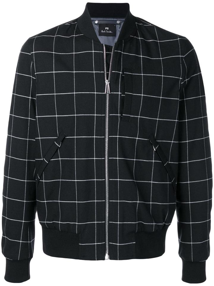 Ps By Paul Smith Check Print Bomber Jacket - Black