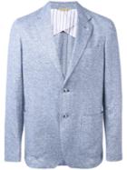 Canali Patch Pocket Blazer, Men's, Size: 56, Blue, Cotton/linen/flax/cupro