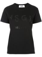 Msgm Tonal Logo Print T-shirt, Women's, Size: Medium, Black, Cotton