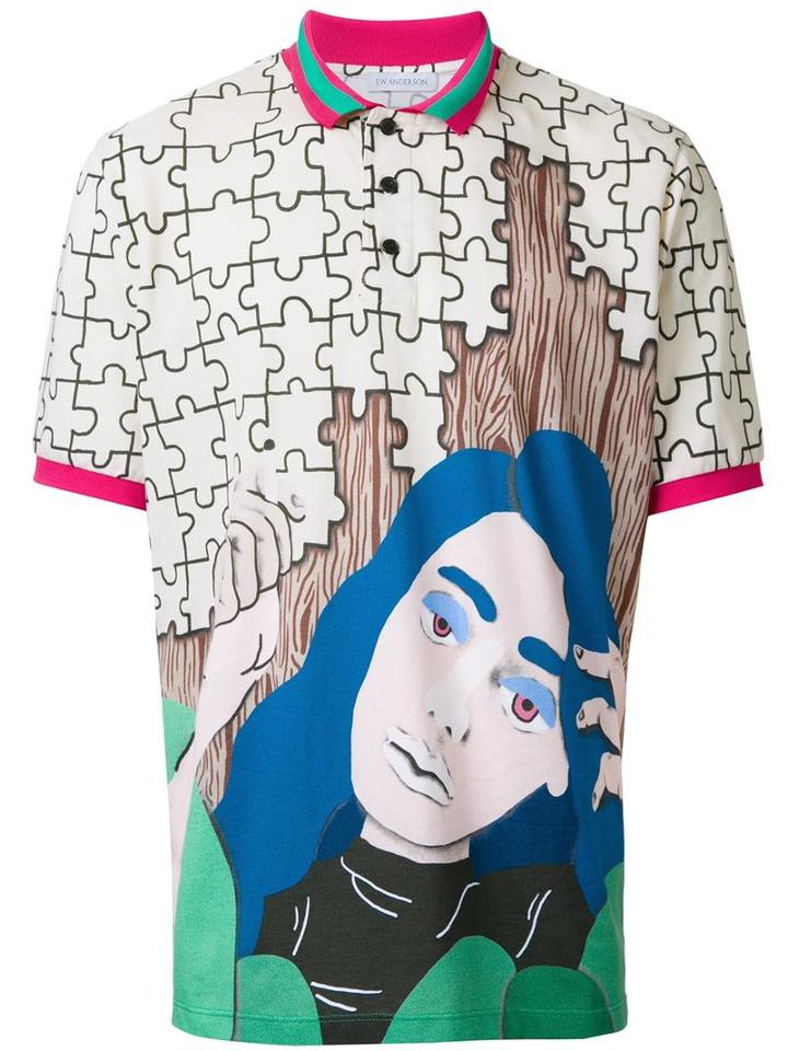 J.w.anderson Graphic Print Polo Shirt, Men's, Size: Large, Cotton