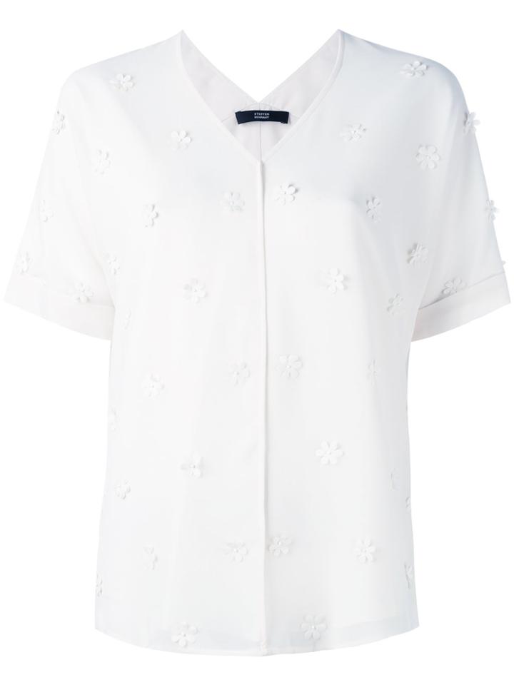 Steffen Schraut Flower Embellished Shirt - White