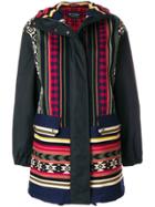 Etro Geometric Print Parka Coat - Black