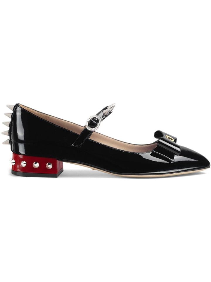Gucci Patent Leather Ballet Pump With Bow - Black